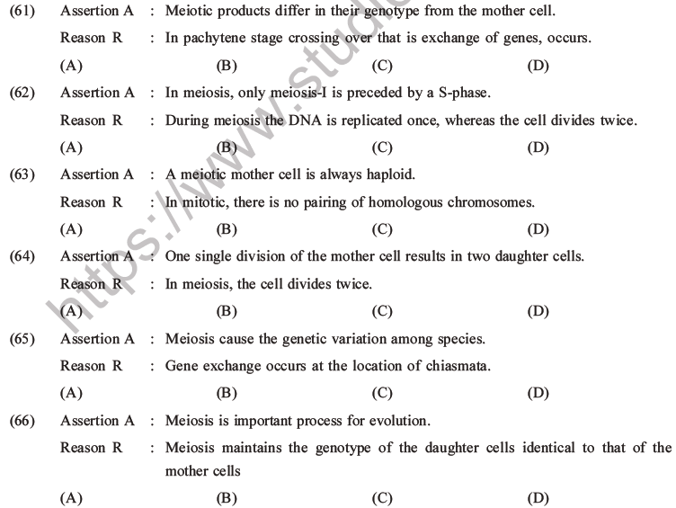 NEET Biology Cell Cycle MCQs Set B, Multiple Choice Questions